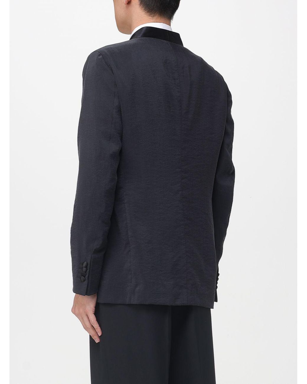 Giorgio Armani Blue Washed Silk Blend Blazer for men
