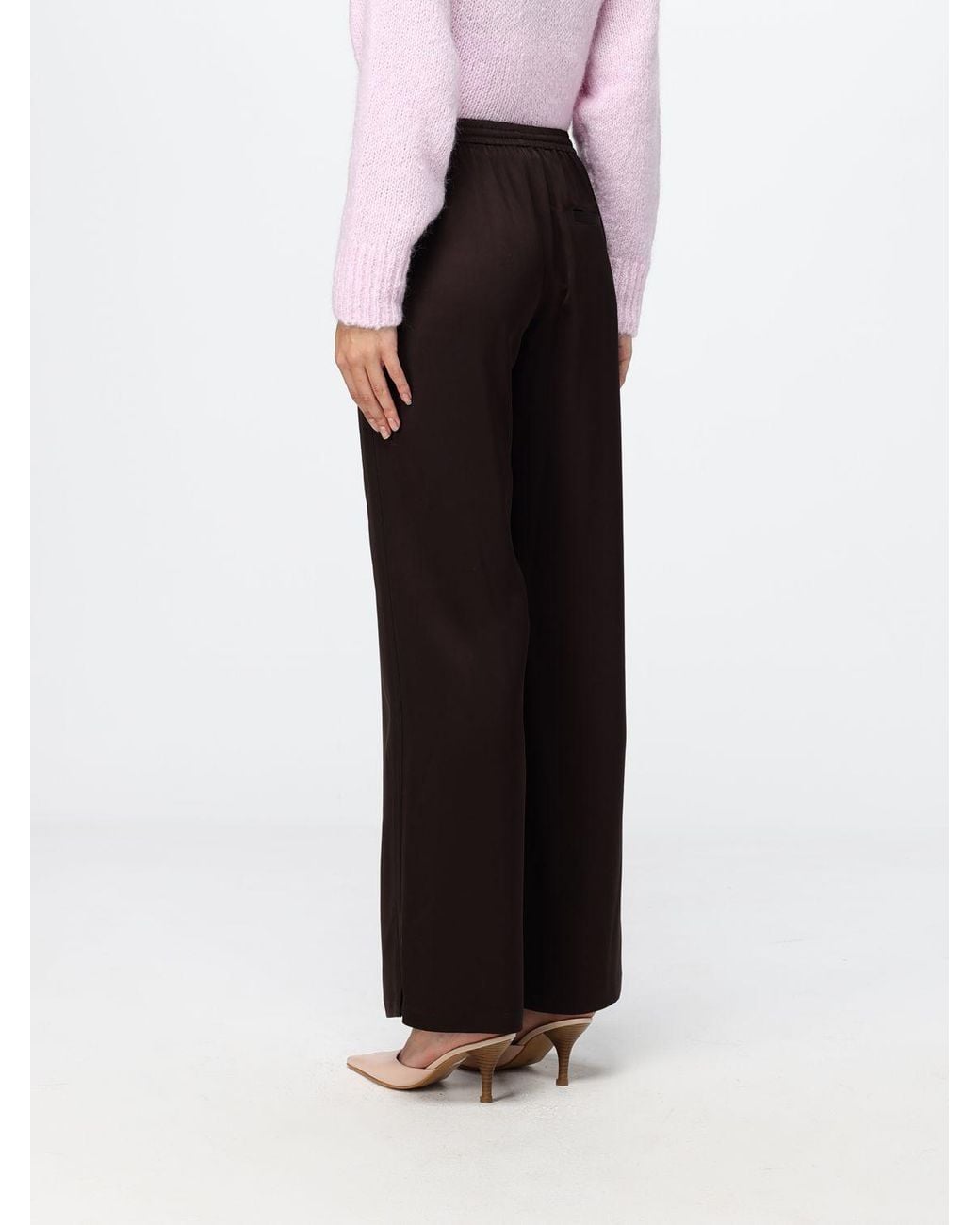 Filippa K Brown High-Waisted Jersey Palazzo Trousers With Elastic Waistband