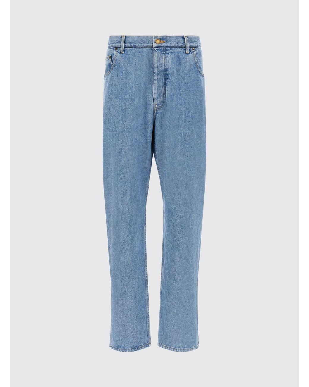Thom Browne Blue Straight Fit 5-Pocket Cotton Denim Jeans With Mid-Rise Waist for men