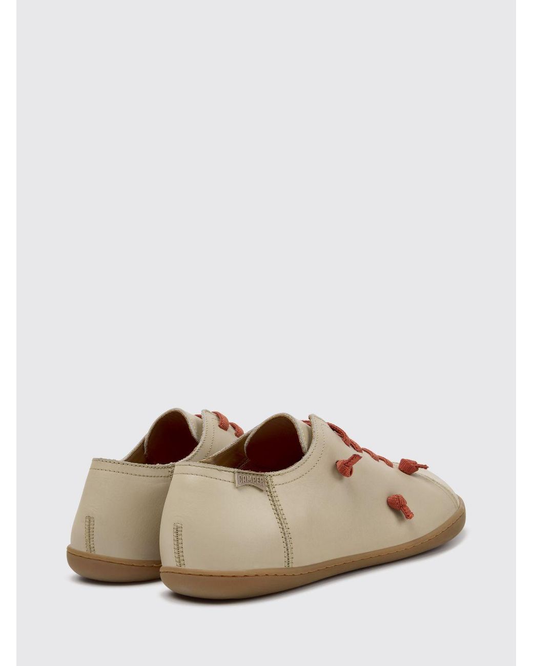 Camper Natural Twins Leather Slip-On Trainers With Embroidery And Elastic Laces for men