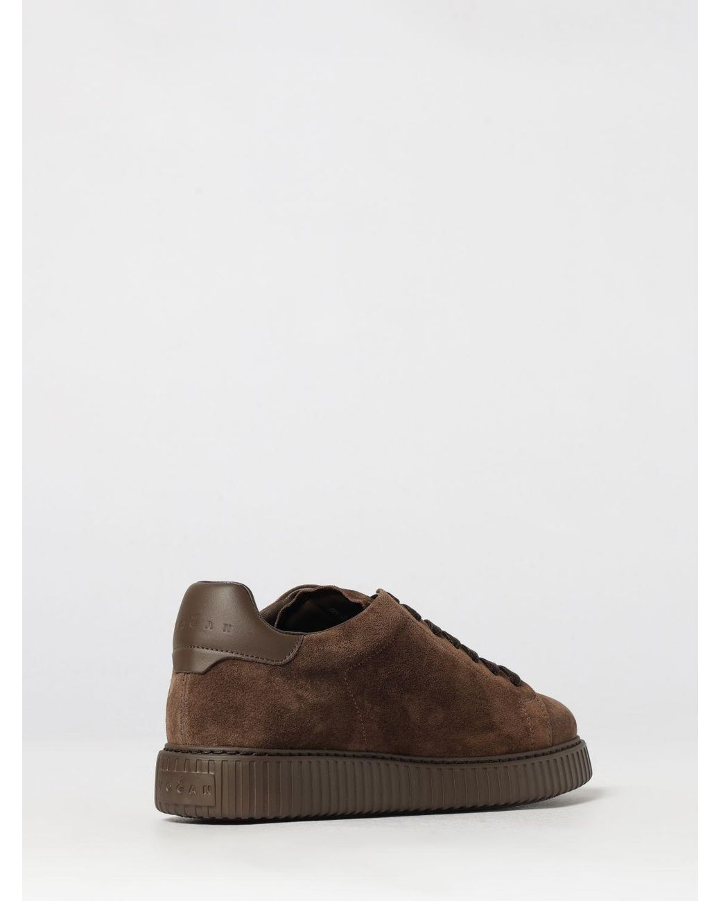Hogan Brown H-Stripes Suede Sneakers With Perforated H Logo for men