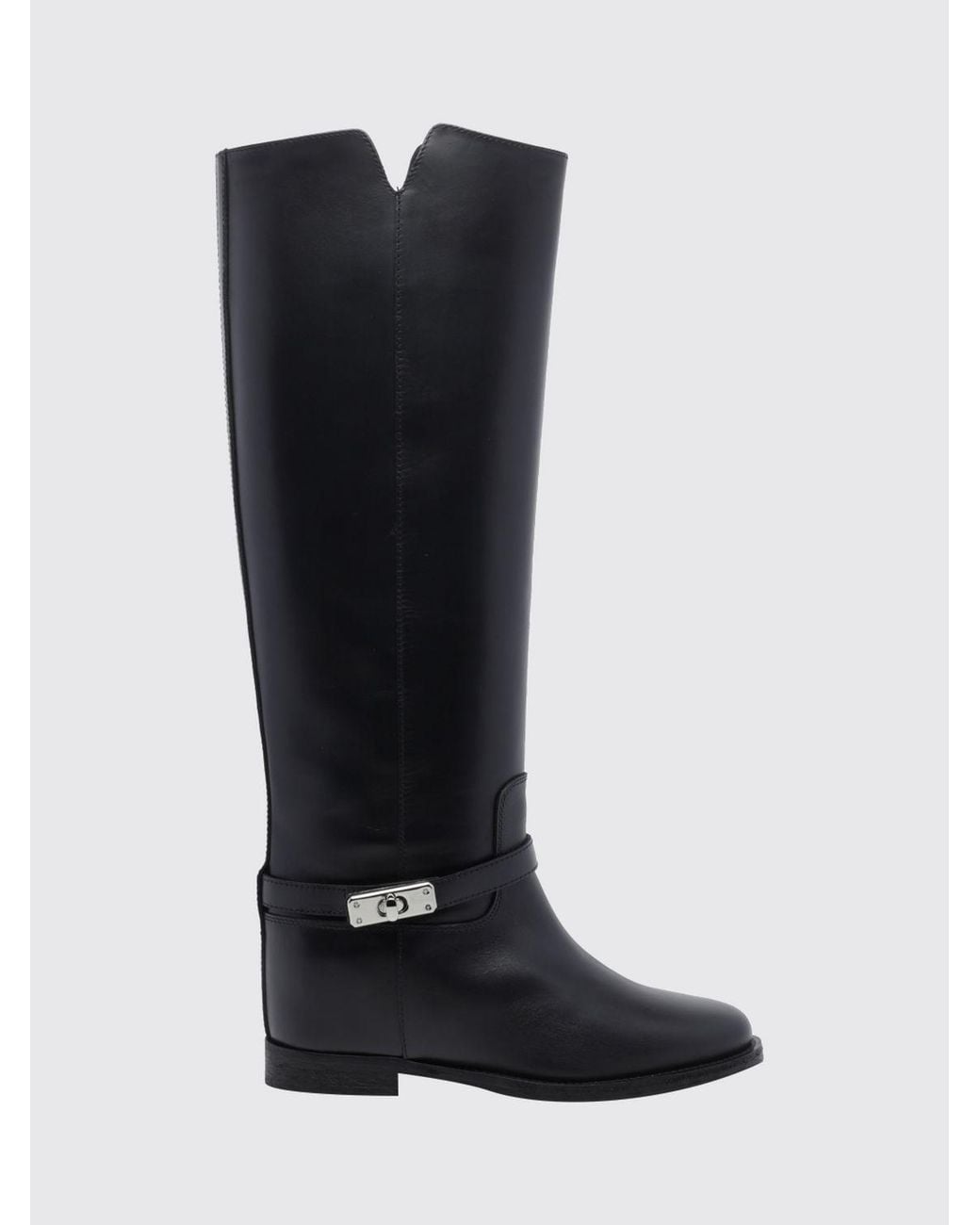 Via Roma 15 Blue Knee-High Wedge Boots