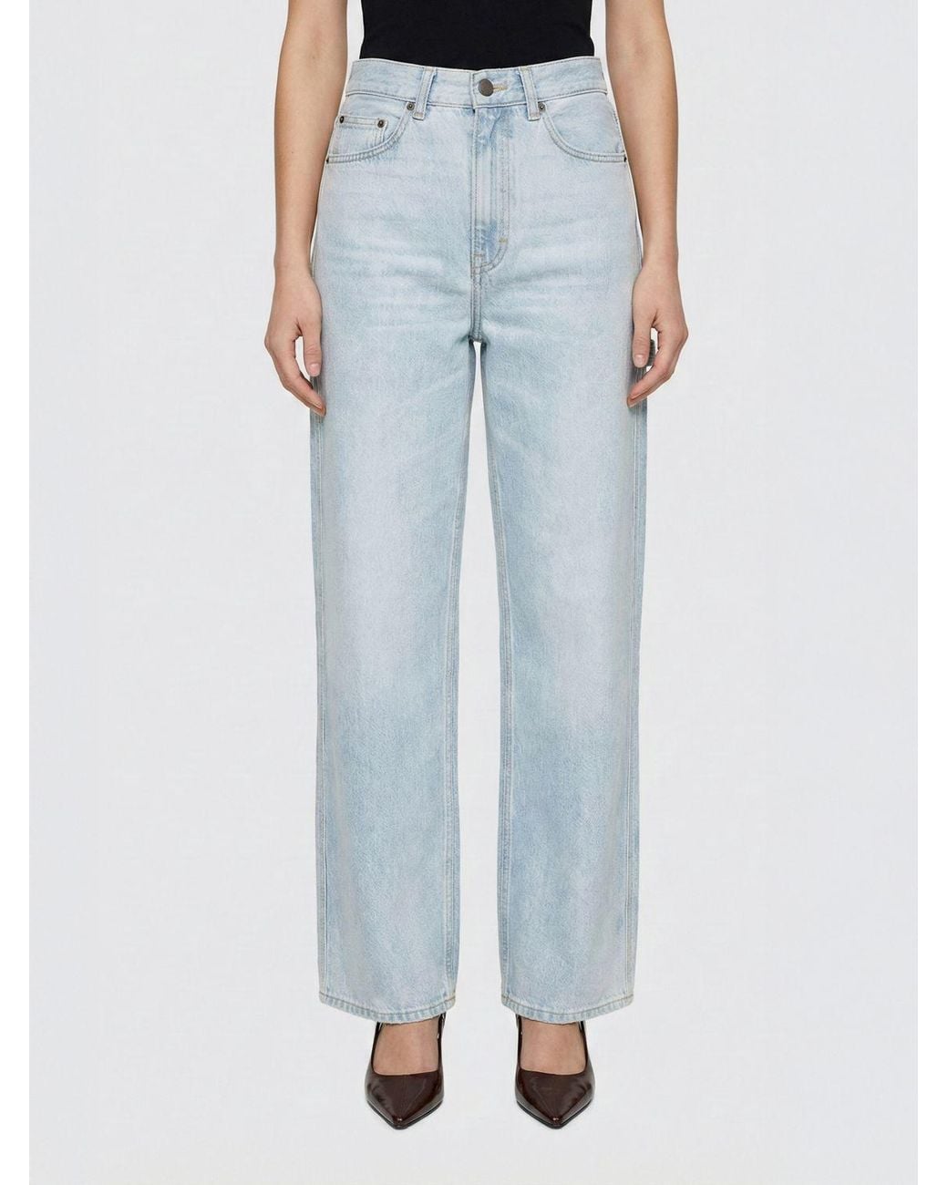 Haikure Blue Cotton Straight Jeans