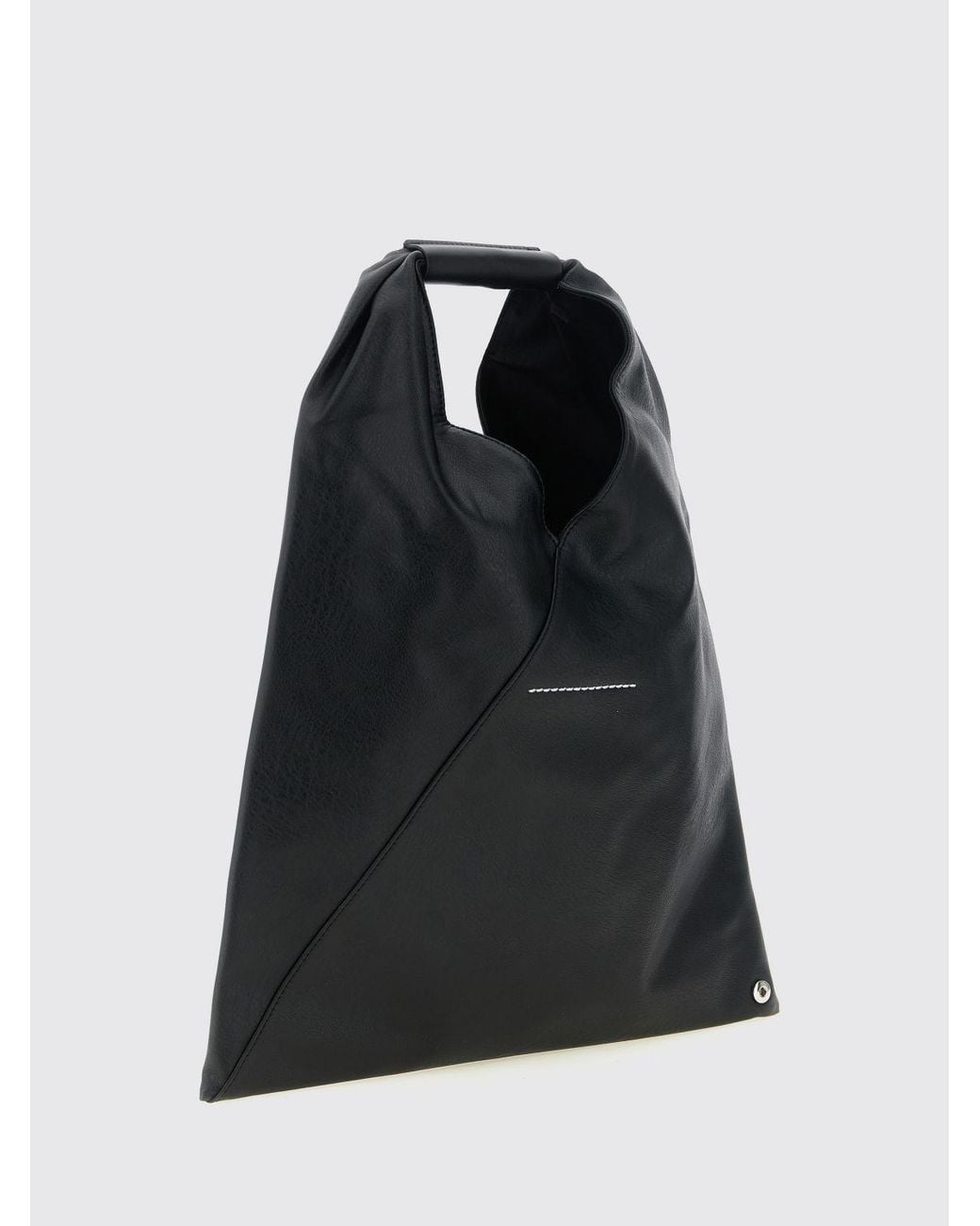 MM6 by Maison Margiela Black Japanese Faux-Leather Handbag With Iconic Stitching