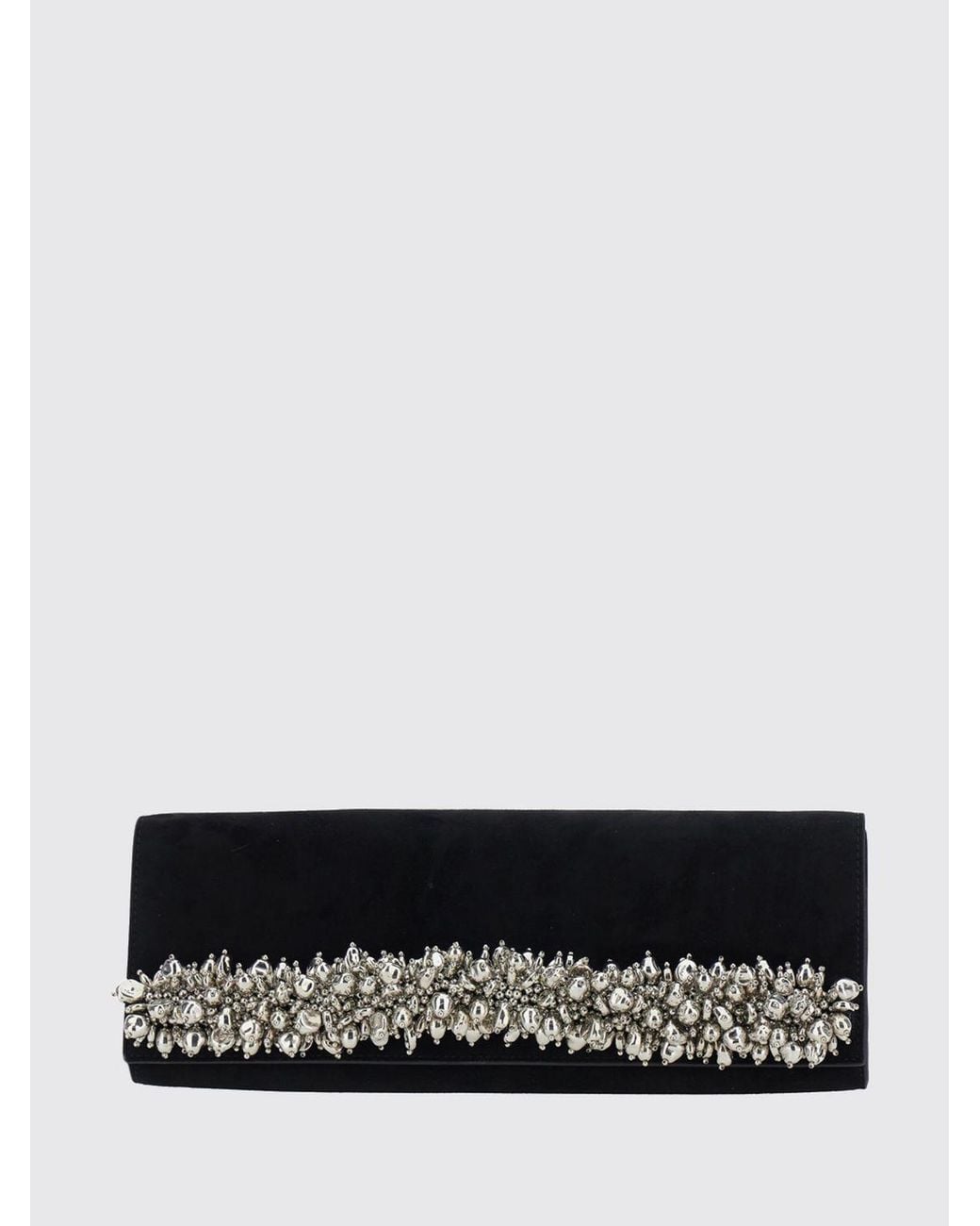 Jonathan Simkhai White Crystal-Embellished Suede Clutch With Chain Strap