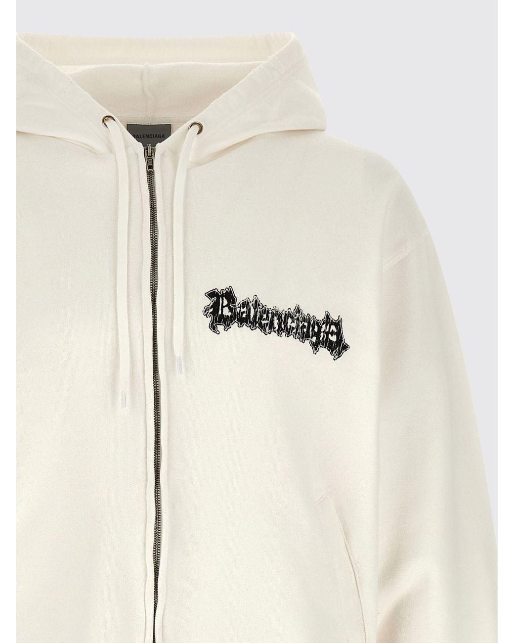 Balenciaga Natural Printed Cotton Hoodie for men