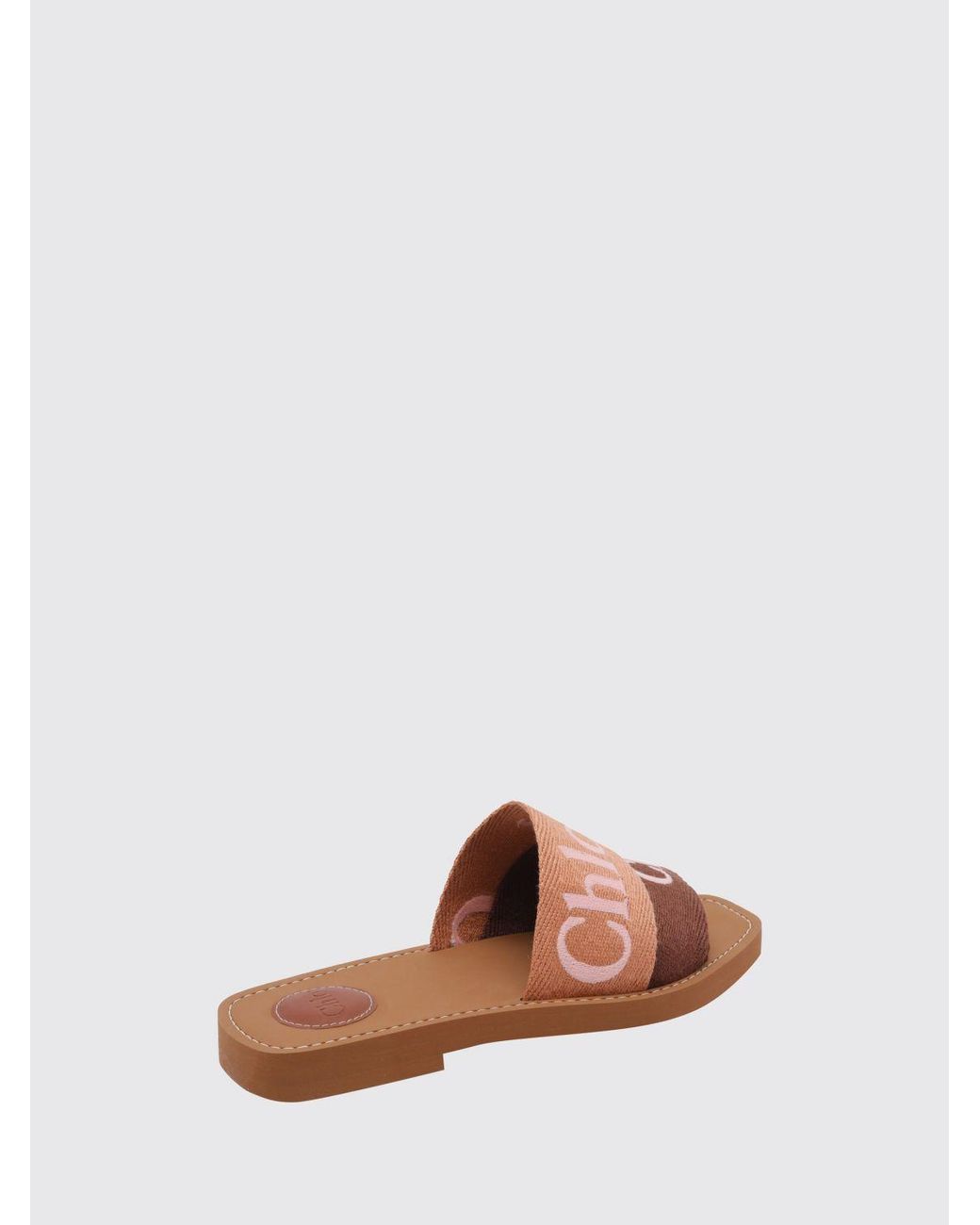Chloé Pink Chlo&Eacute Woody Embroidered-Logo Canvas Flat Slide Sandals