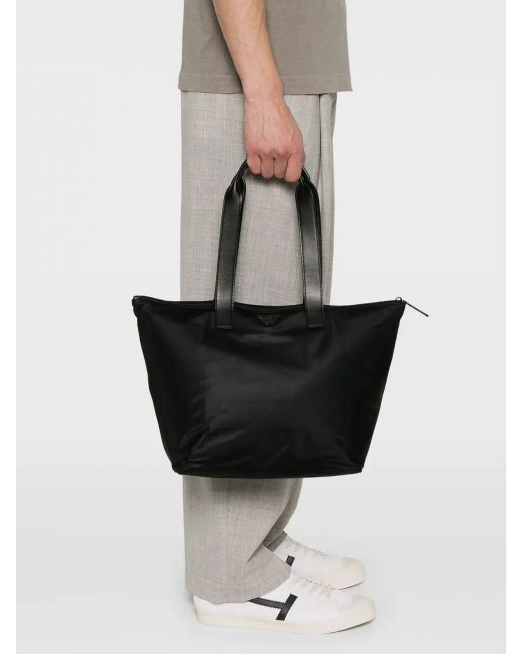 Emporio Armani Black Medium Recycled Nylon Shopping Bag for men
