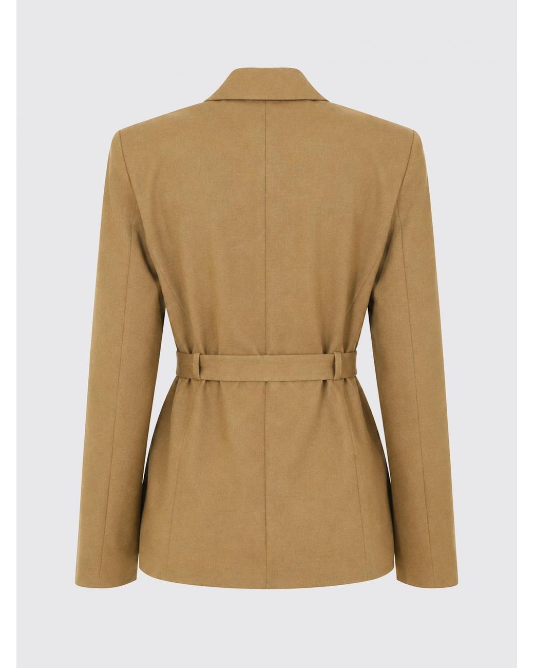 Pinko Natural Slim Fit Single-Breasted Wool Blend Blazer With Waist Belt