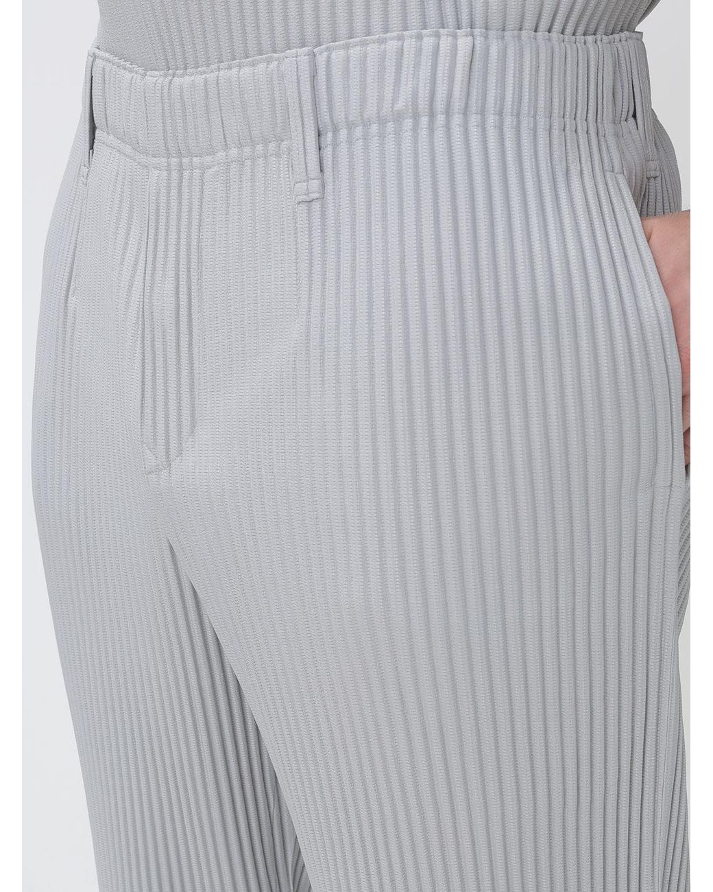 Homme Plissé Issey Miyake Gray Homme Plissé Issey Miyake Slim Fit Pleated Trousers With Concealed Fastening for men