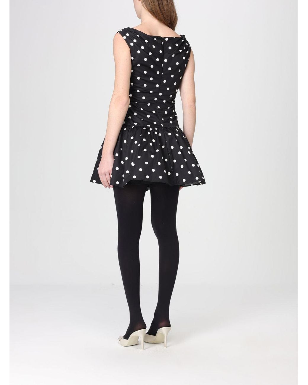 Self-Portrait Black Self Portrait Polka Dot Cotton Mini Dress