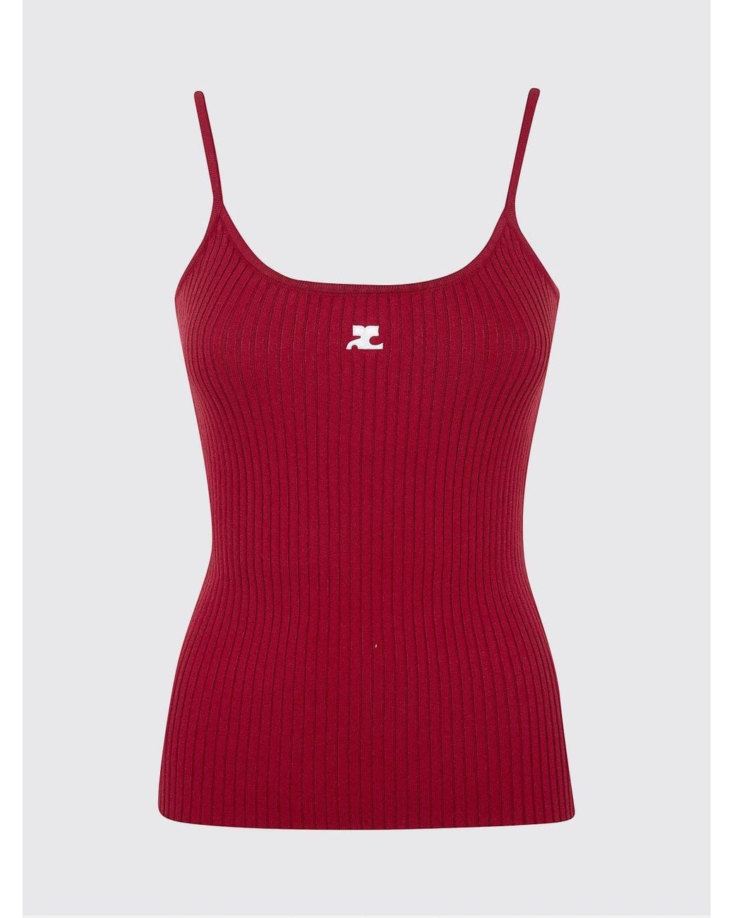 Courreges Red CourrÈ Ges Ribbed Jersey Tank Top