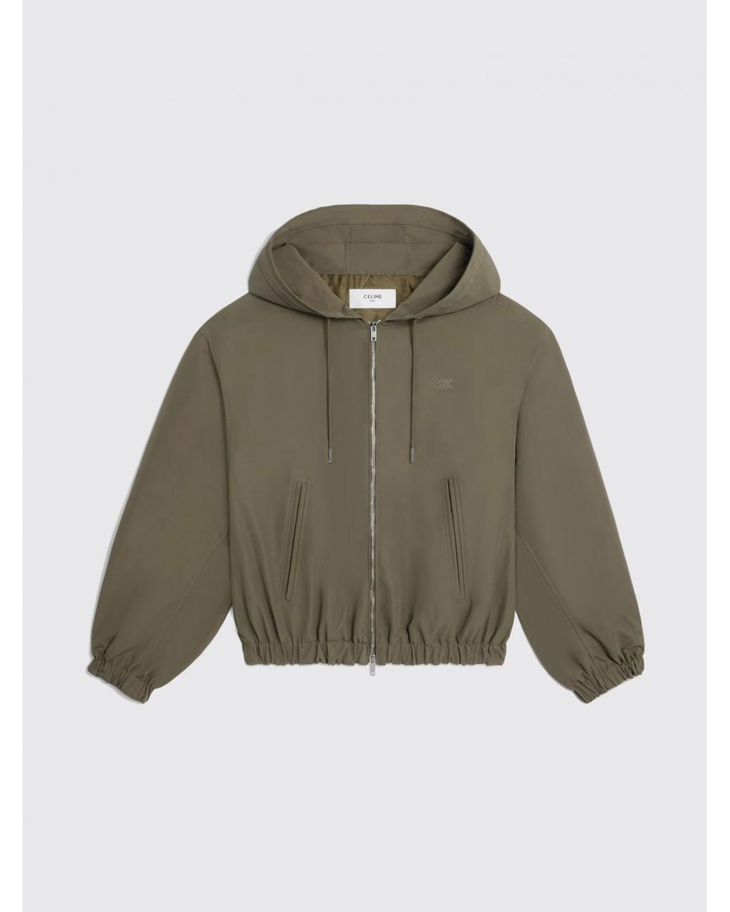 Céline Green Cotton Blend Hooded Bomber Jacket for men