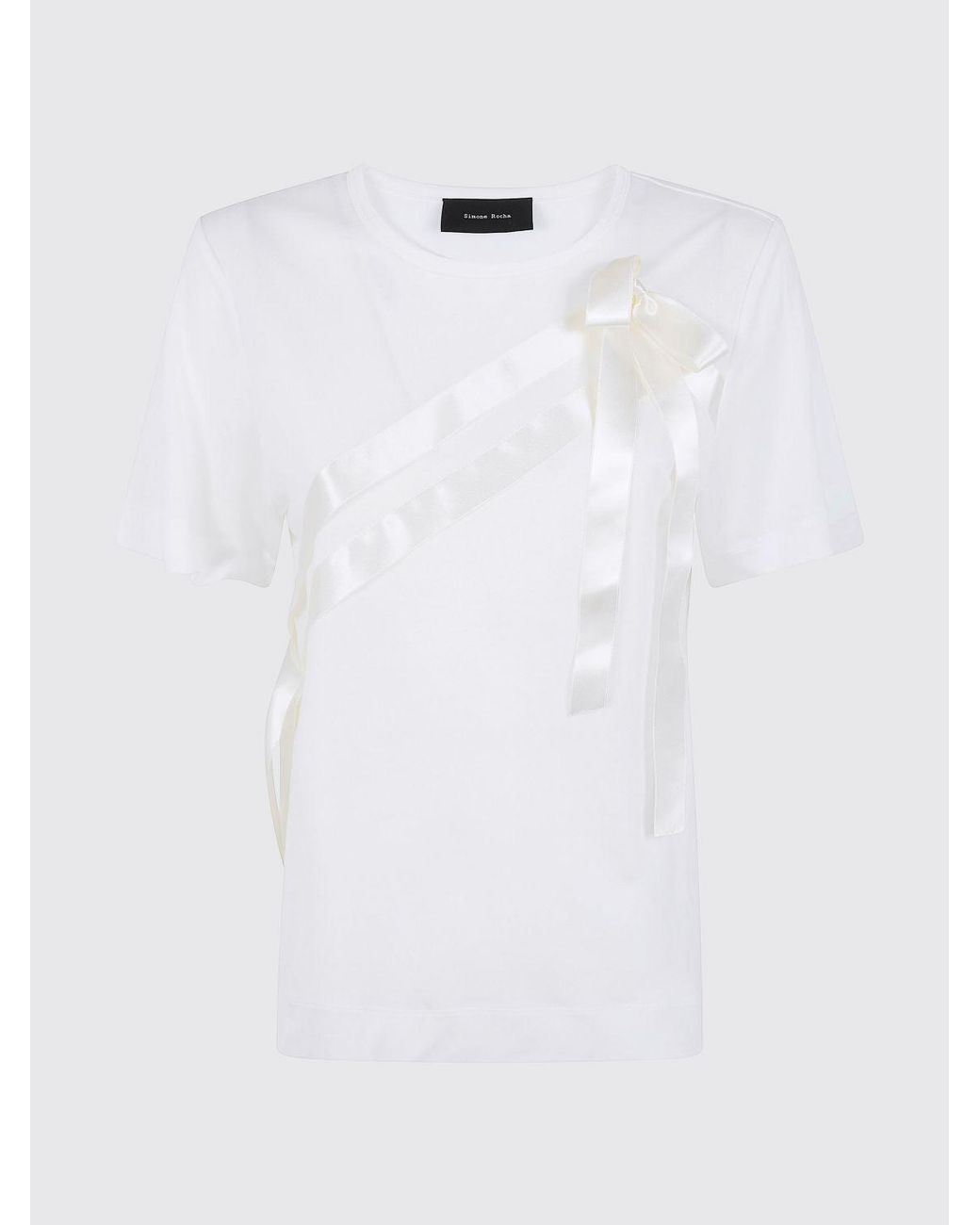 Simone Rocha White Lyocell T-Shirt With Bow