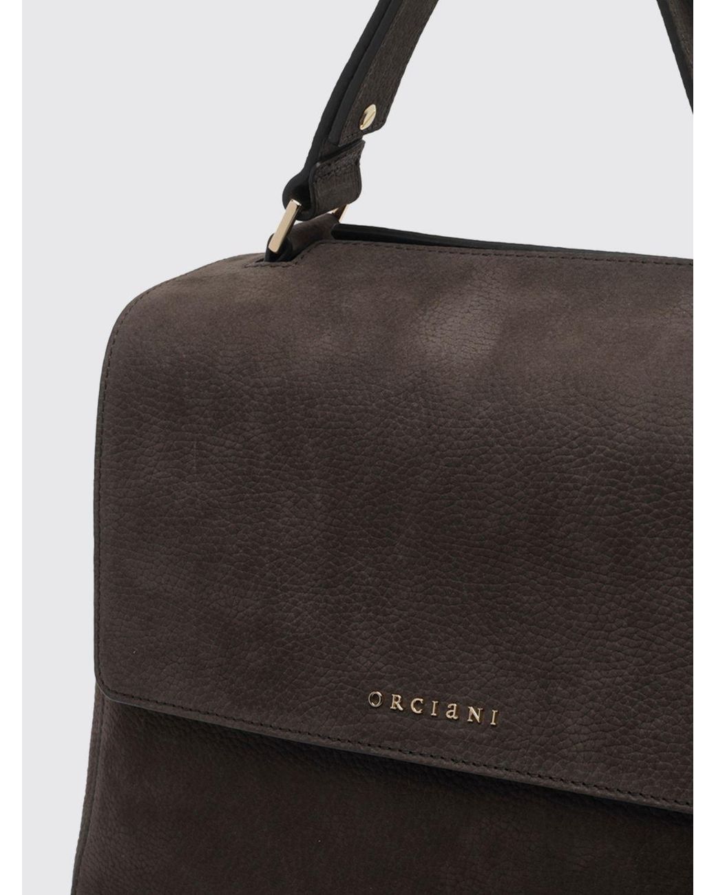 Orciani Black Sveva Hammered Leather Handbag With Adjustable Handle And Strap