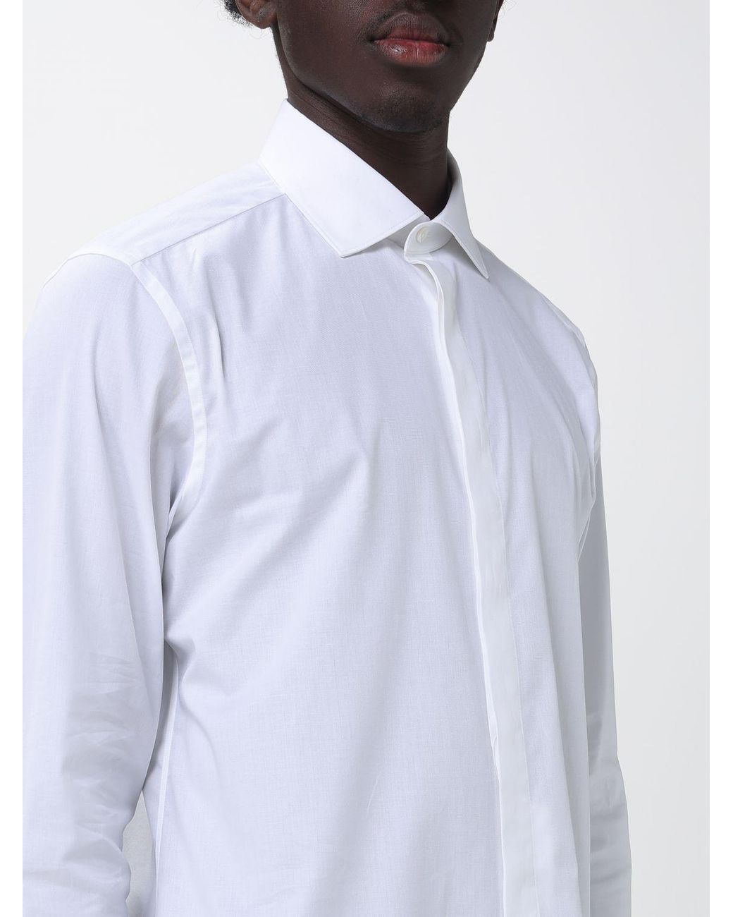 Zegna White Stretch Poplin Classic Shirt for men