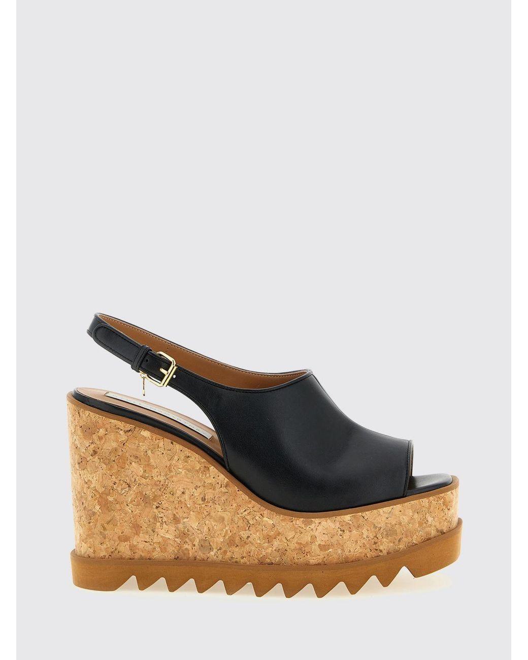 Stella McCartney Black Sneak-Elyse Wedge Sandals