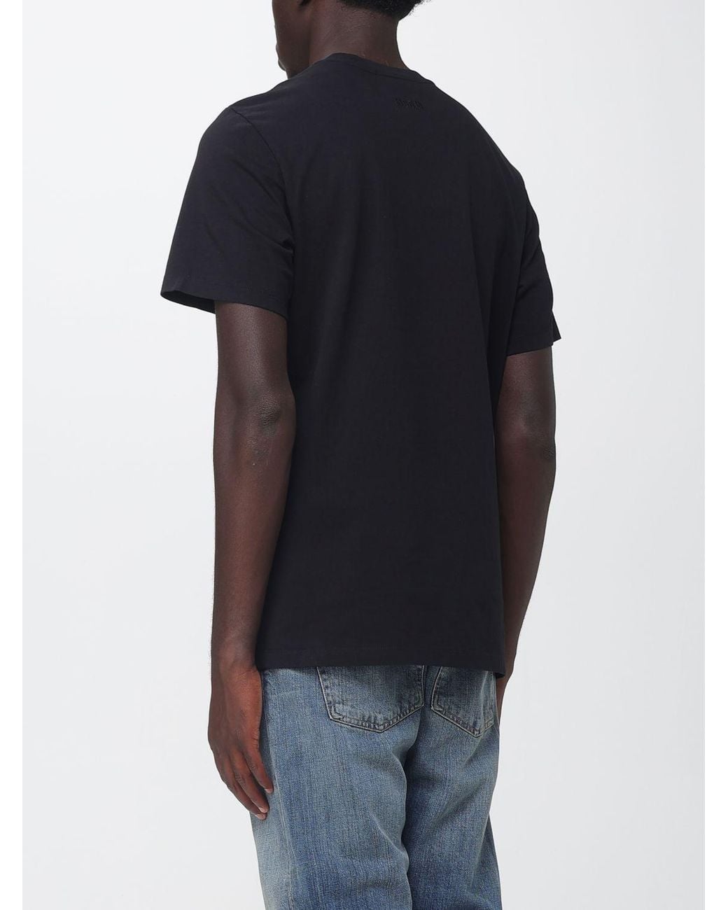 MSGM Blue Slogan Print Cotton Crew Neck T-Shirt for men