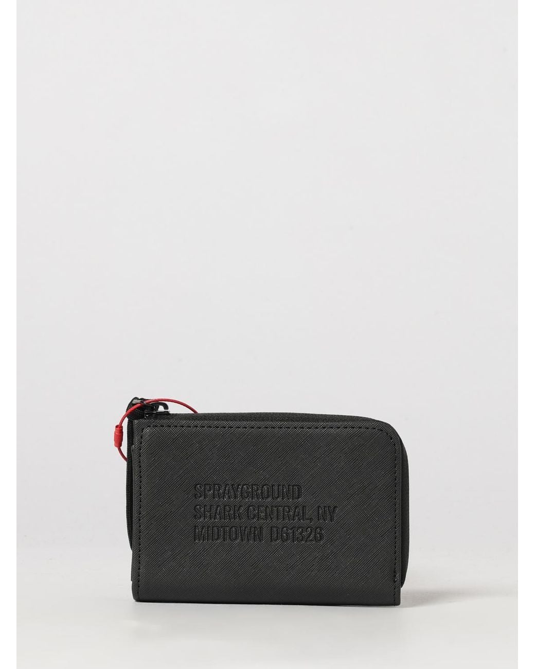 Sprayground Gray Pvc Card Holder With Zip And Impressed Shark Logo for men