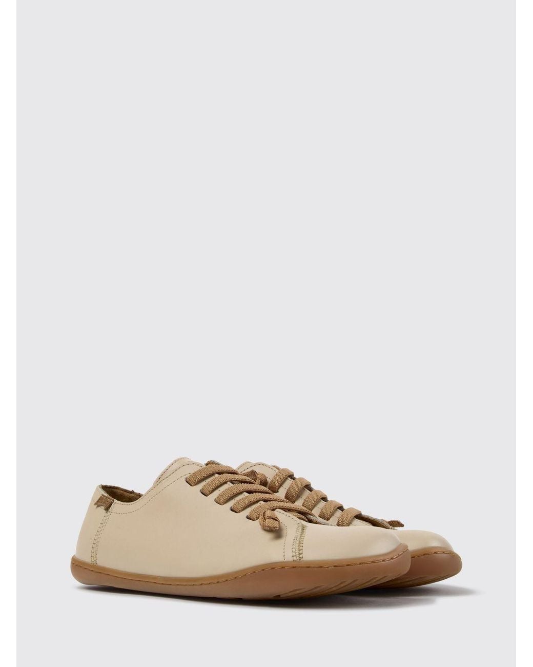 Camper Natural Peu Leather Low Top Slip-On Sneakers With Elasticized Laces