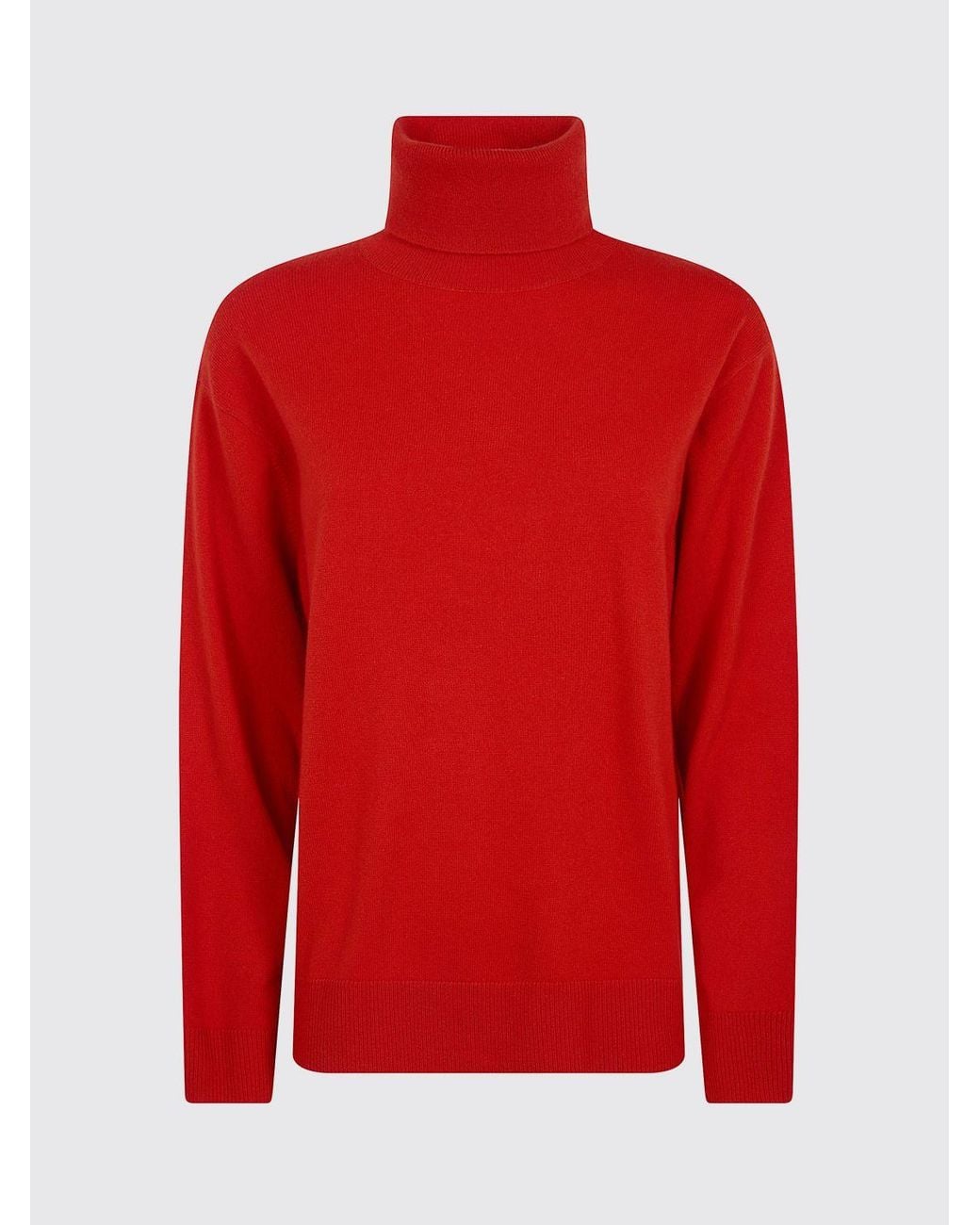 P.A.R.O.S.H. Red Long-Sleeved Pure Cashmere Roll Neck Jumper P.A.R.O.S.H. With Ribbed Trims