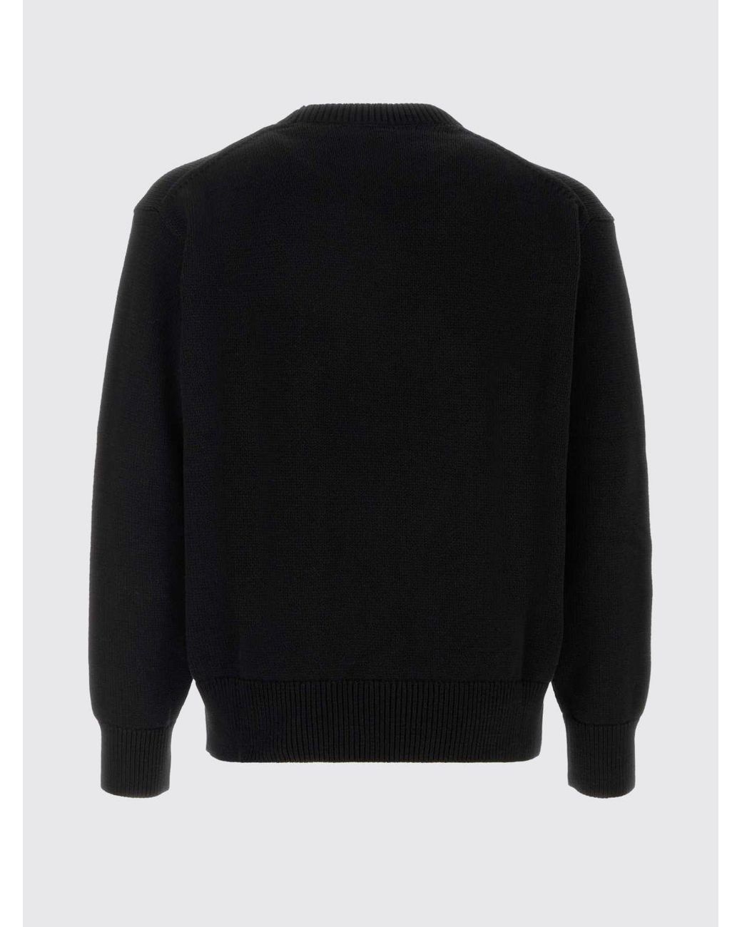 KENZO Black Crewneck Cotton Jumper With Contrast Embroidered Logo for men