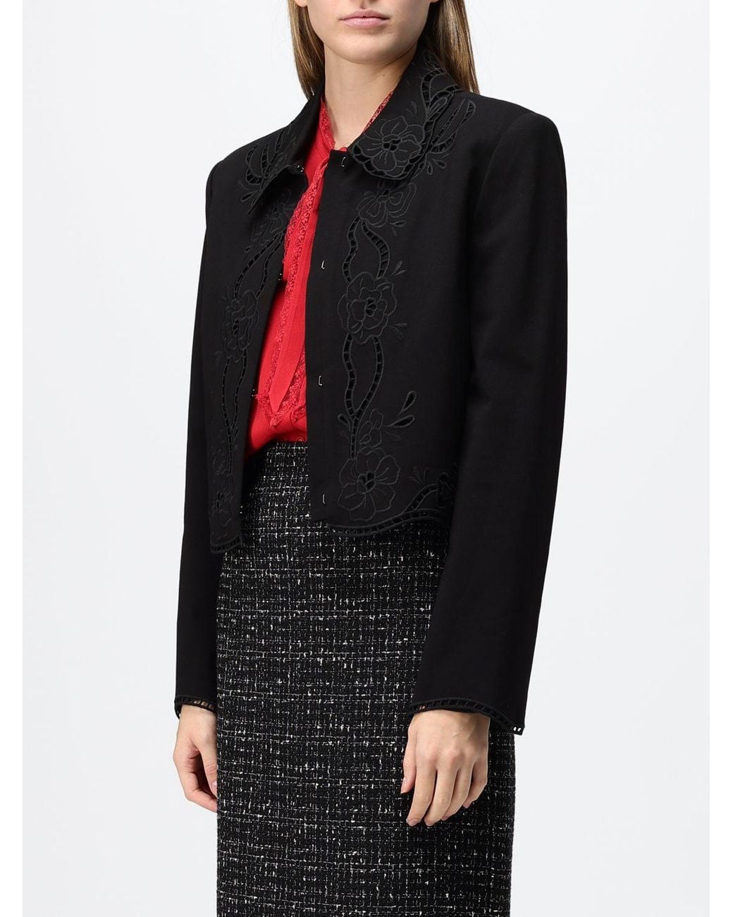 Twinset Black Single-Breasted Cropped Jacket