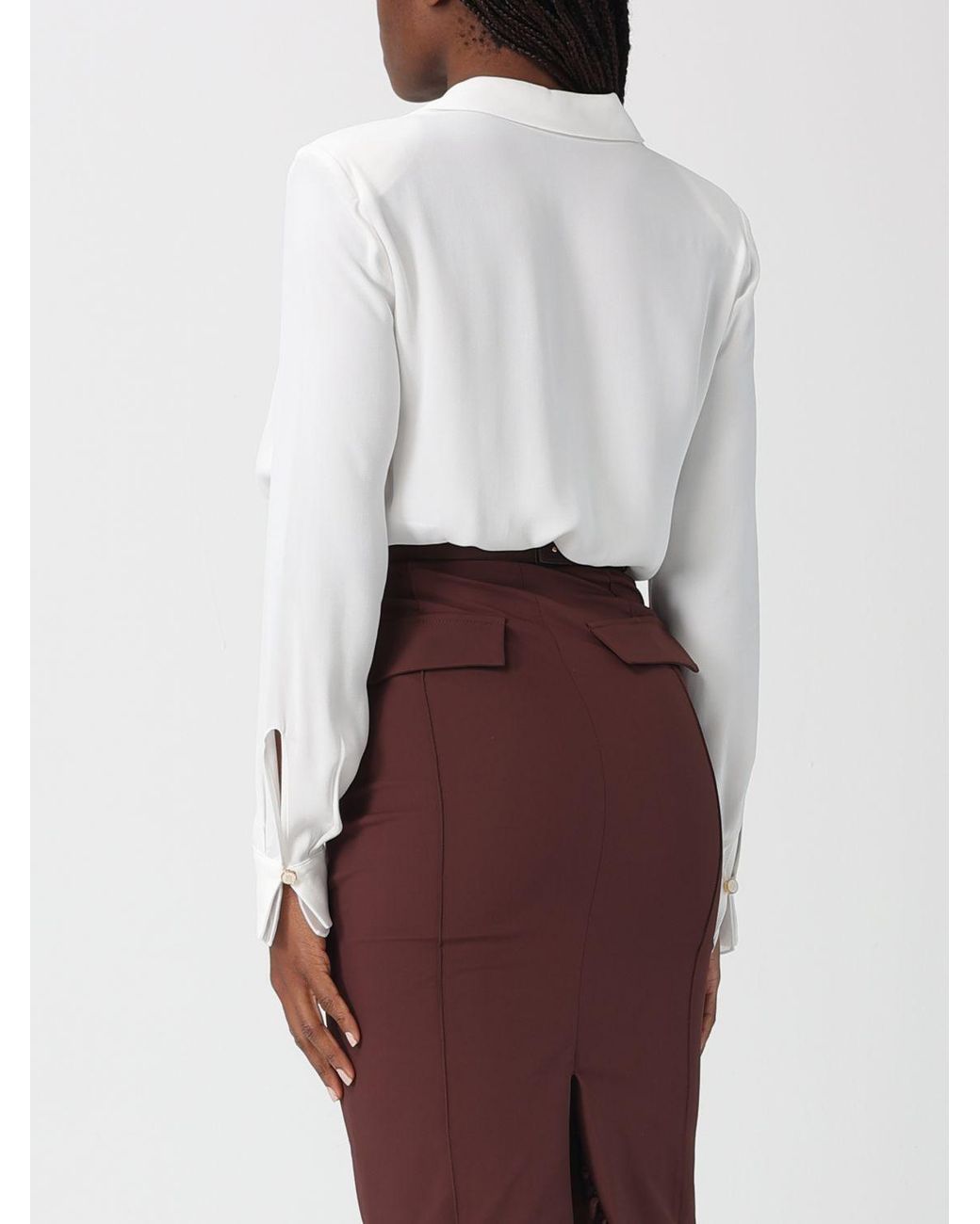Elisabetta Franchi Red Viscose Georgette Blouse Bodysuit