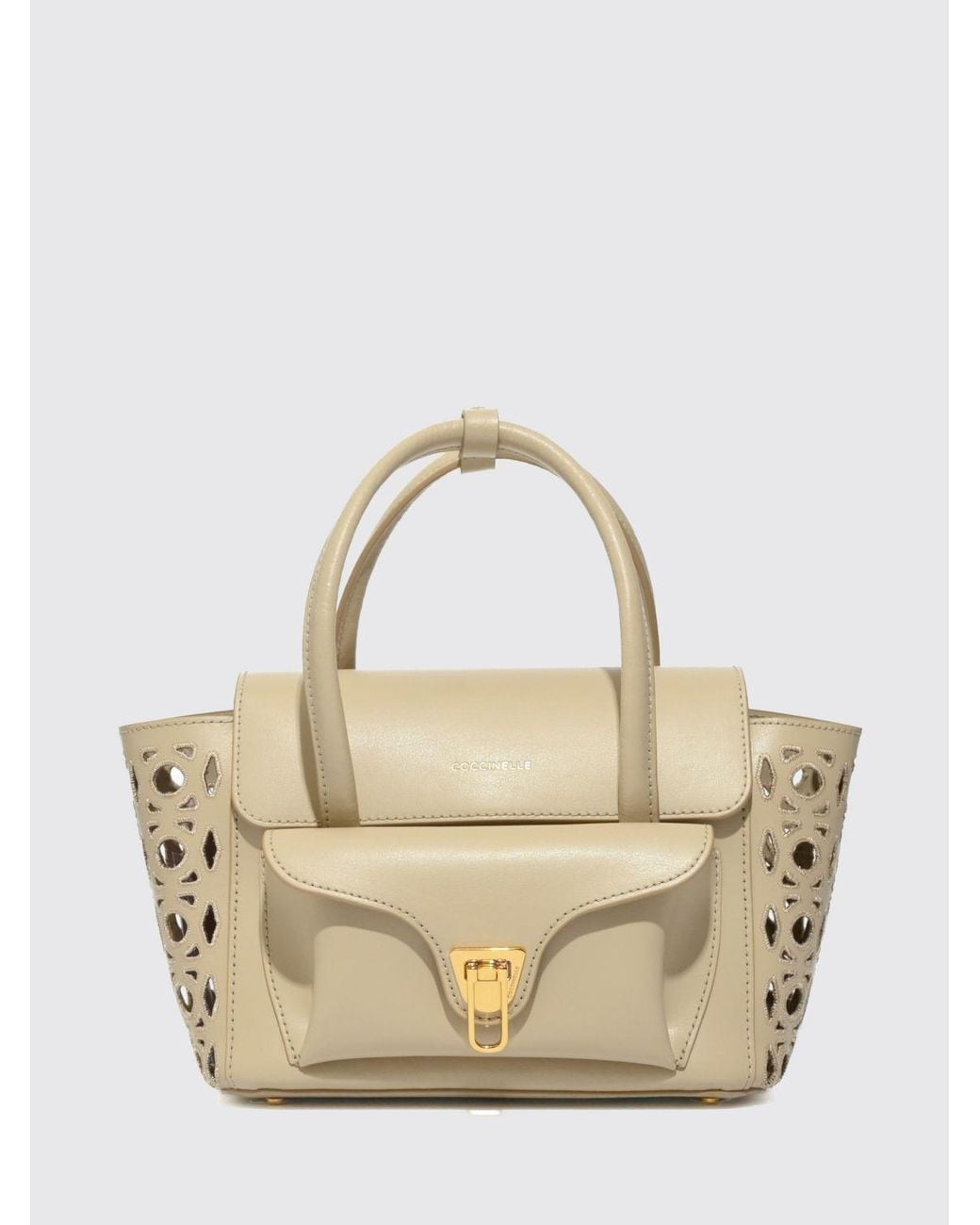 Coccinelle Natural Beat Double Leather Bag With Perforated Details