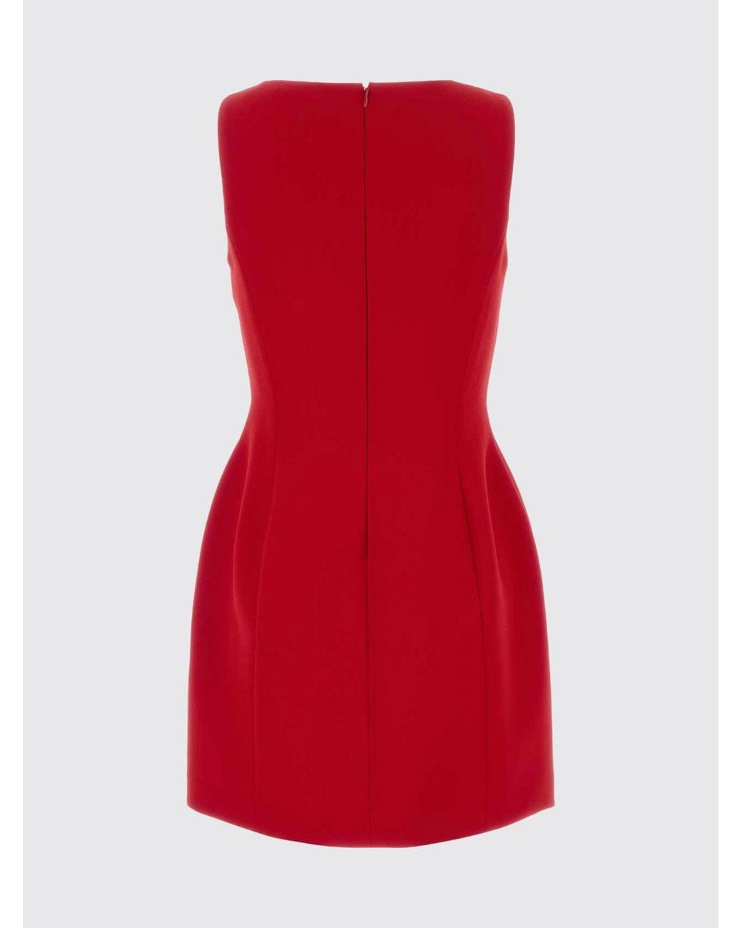 Blumarine Red Off-The-Shoulder Crêpe Sheath Mini Dress With Lace Inserts