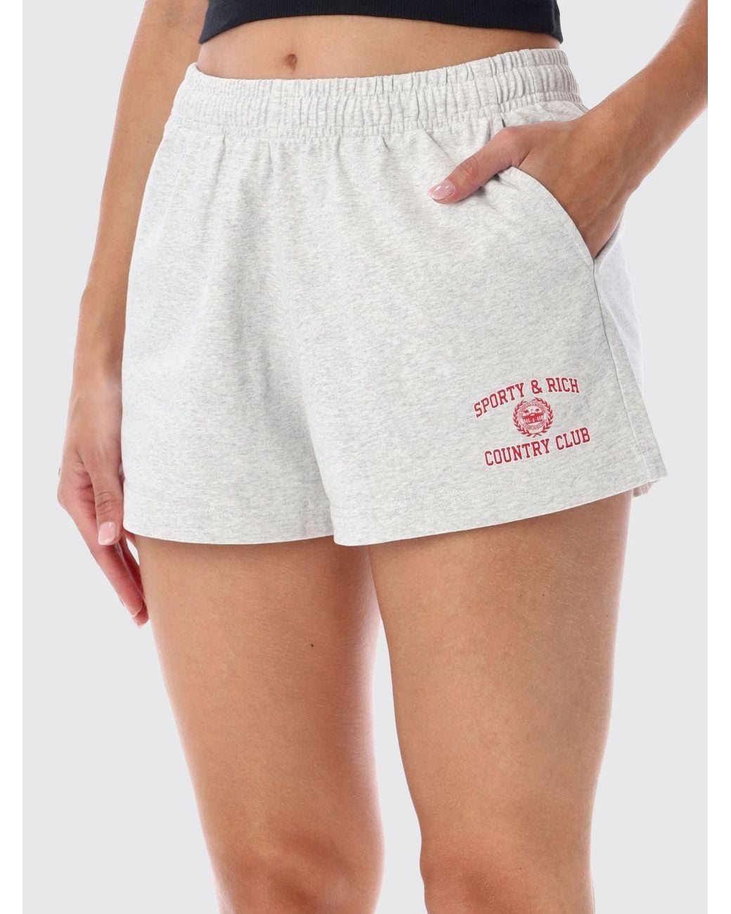 Sporty & Rich White Sporty &Amp Rich Cotton Shorts With Elasticated Waistband And Contrast Logo