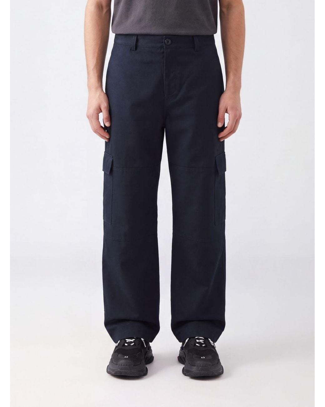 Balenciaga Blue Wide-Leg Cotton Cargo Trousers for men