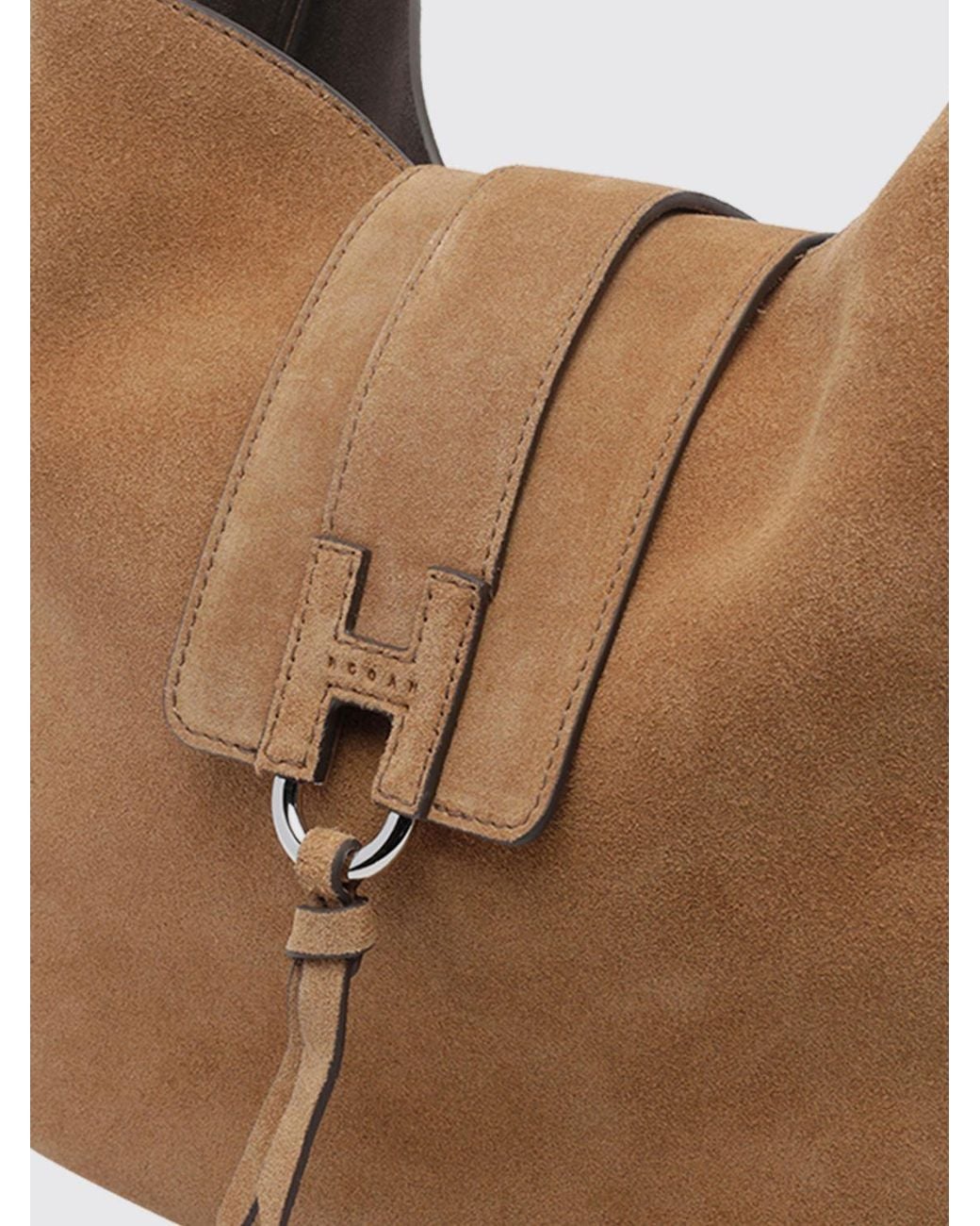 Hogan Brown H01X Suede Shoulder Bag With Adjustable Handle