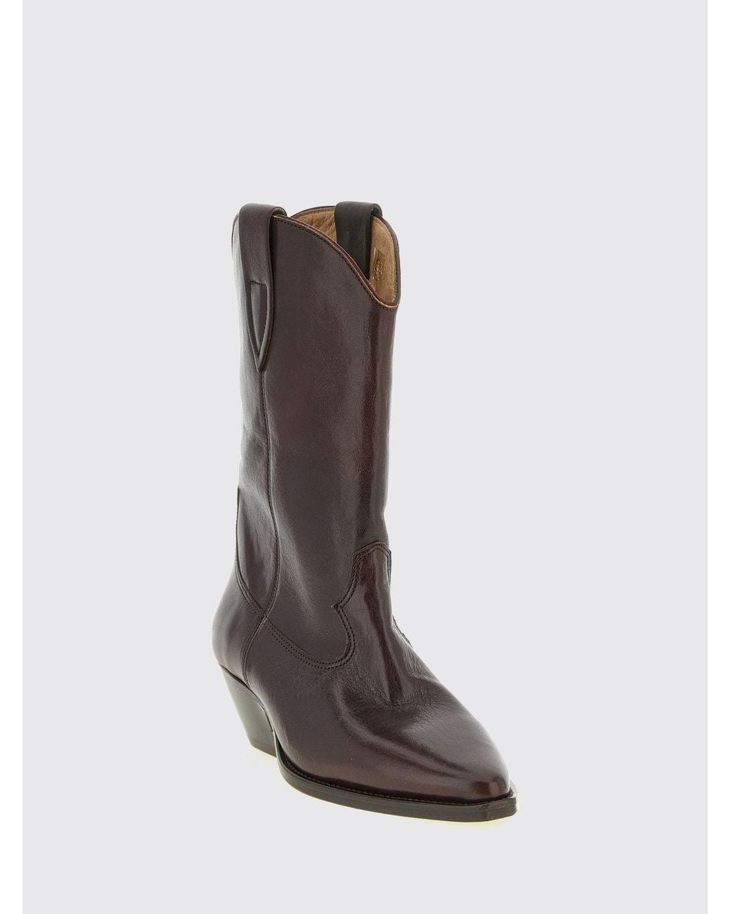 Isabel Marant Brown Duerto Smooth Leather Cowboy Boots With Low Flared Heel
