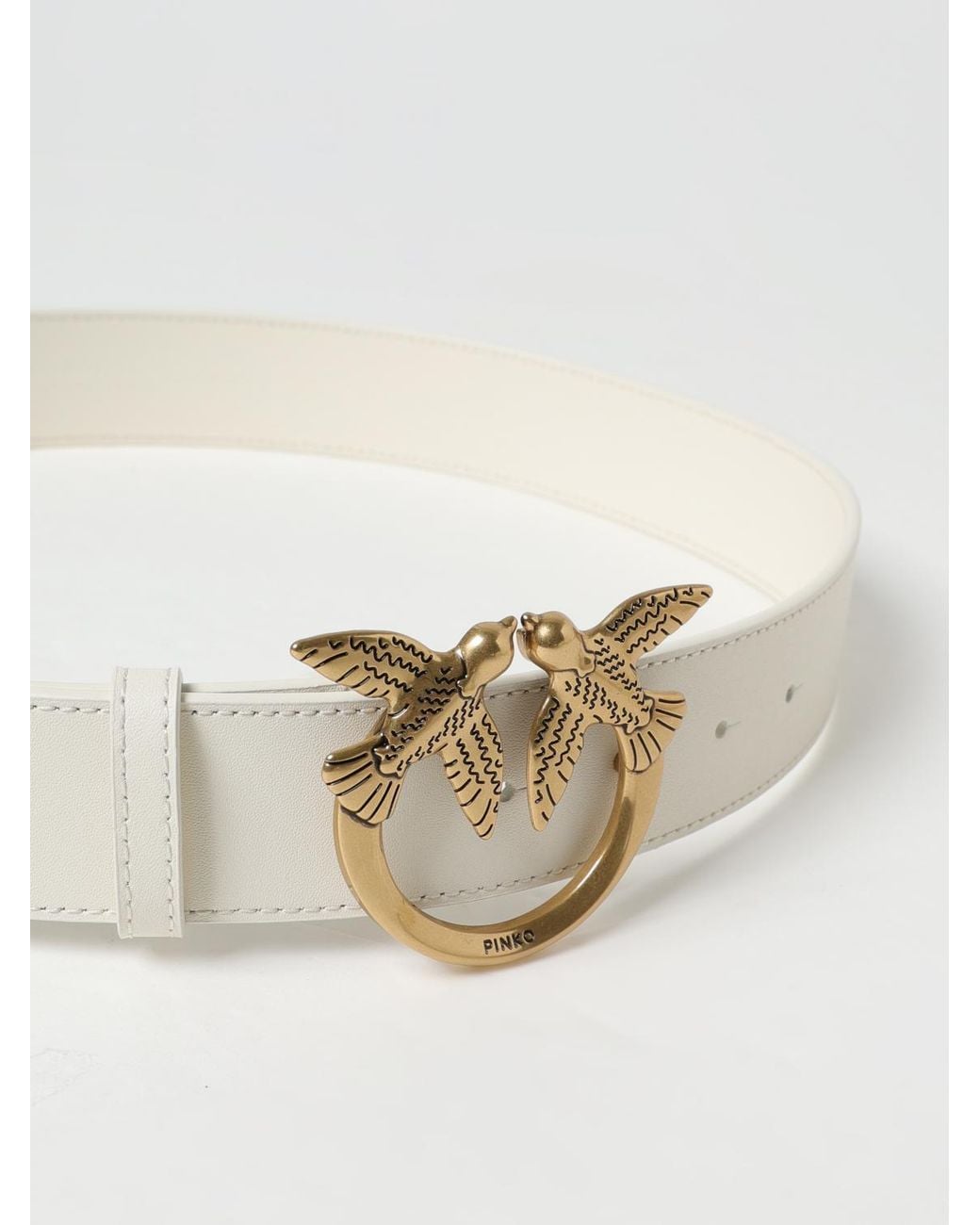 Pinko Natural Love Birds Leather Belt