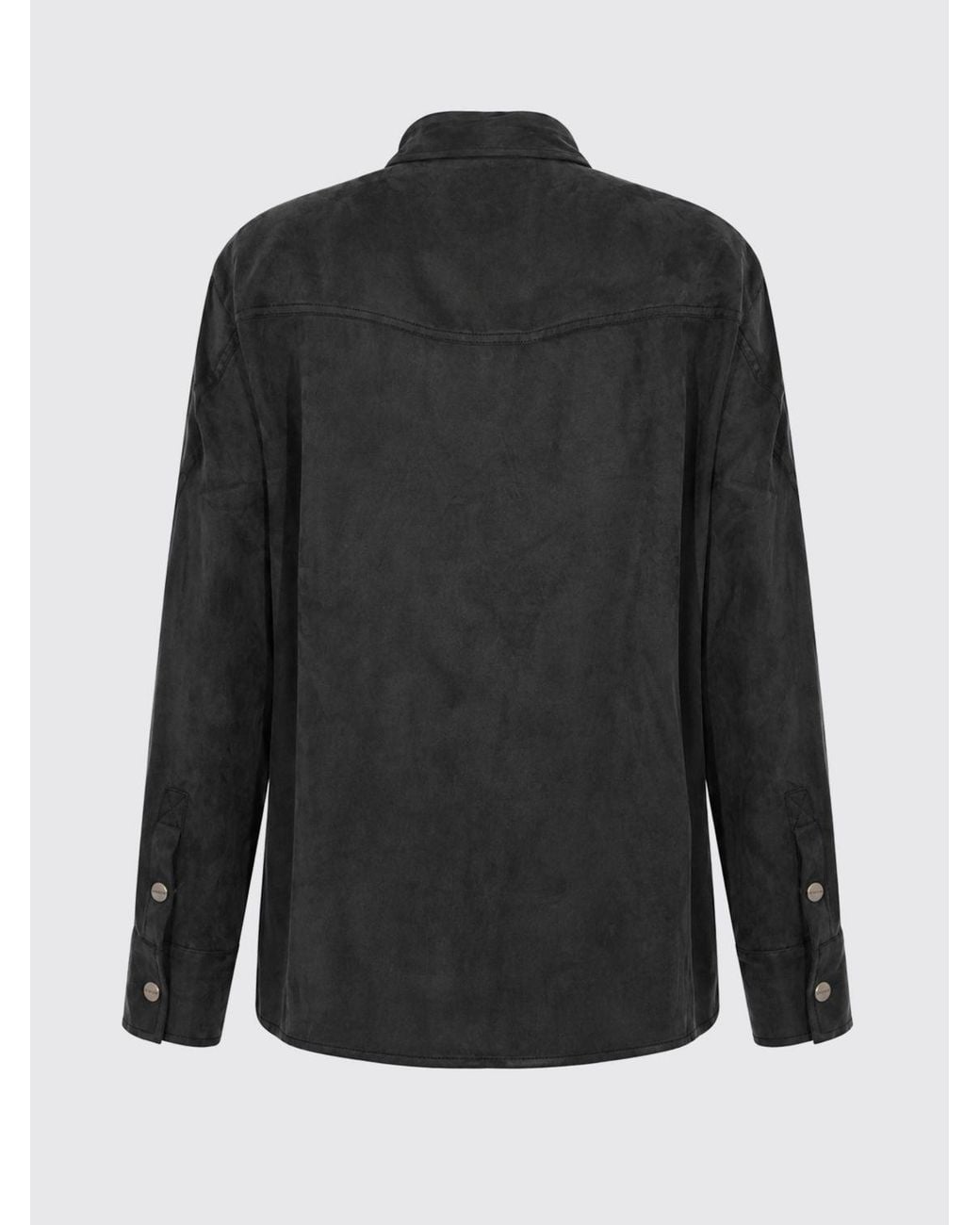 Pinko Gray Cupro And Viscose Twill Shirt With Dropped Shoulders
