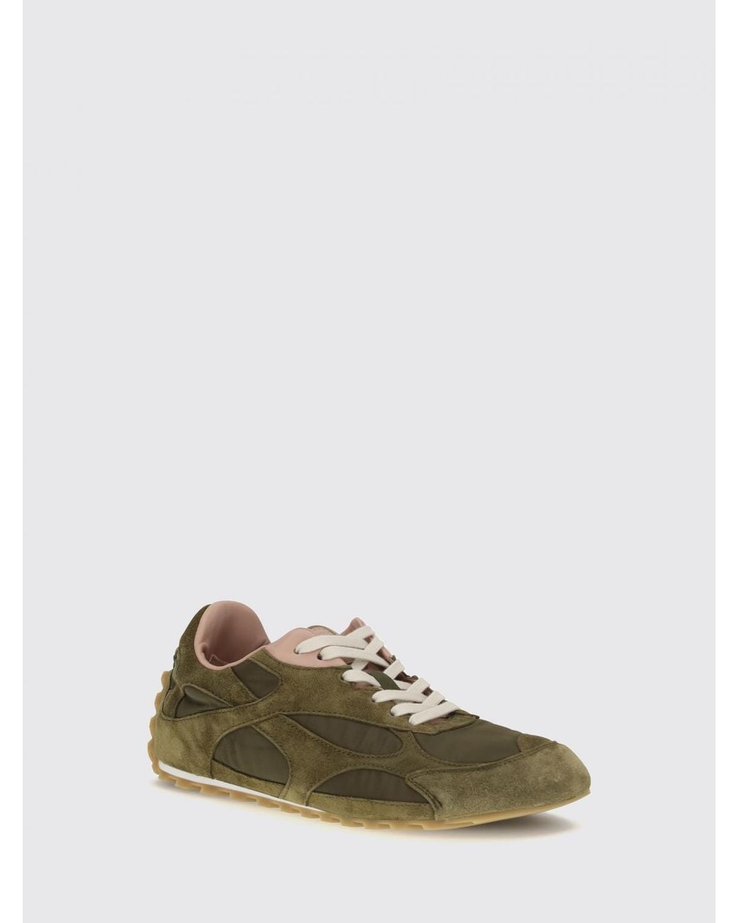 Bottega Veneta Green Orbit Suede And Nylon Sneakers With Notched Sole