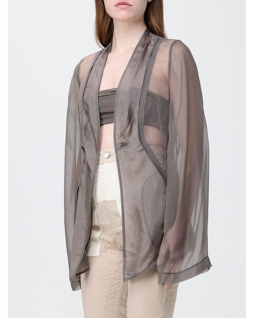 Rick Owens Gray Transparent Nylon Blazer