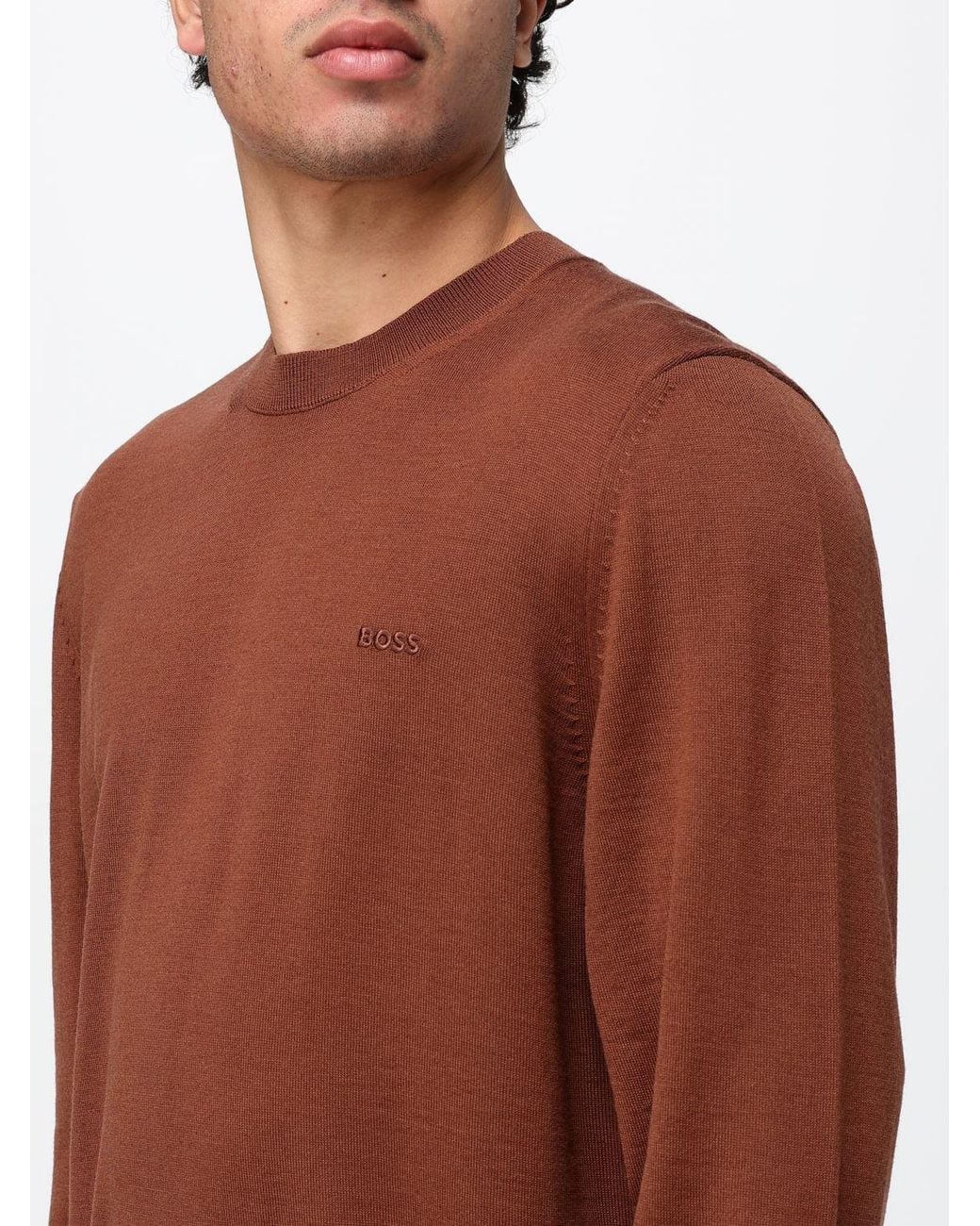 Boss Brown Crew-Neck Jumper for men