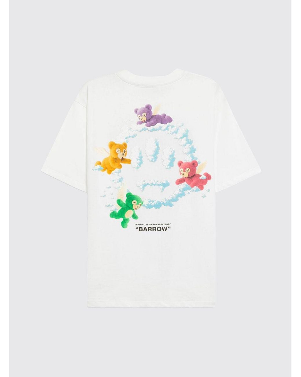 Barrow White Cotton T-Shirt With Graphic Print And Contrast Logo for men