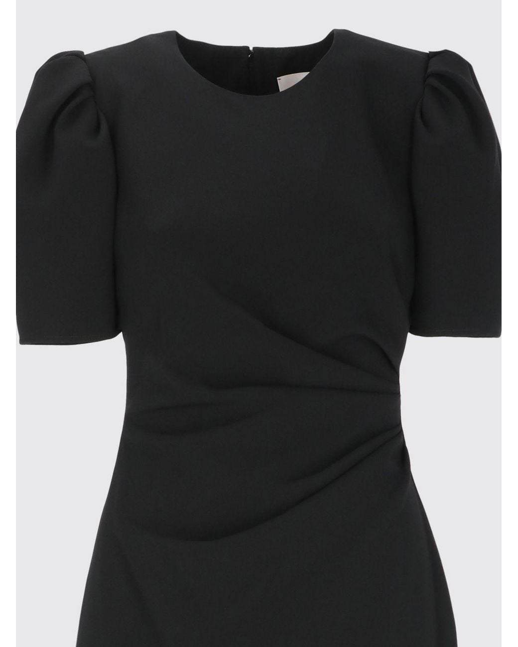 Carolina Herrera Black Jersey Midi Sheath Dress With Puff Sleeves