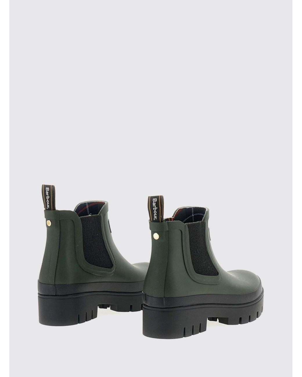 Barbour Green Rubber Chelsea Rain Boots With Contrast Logo