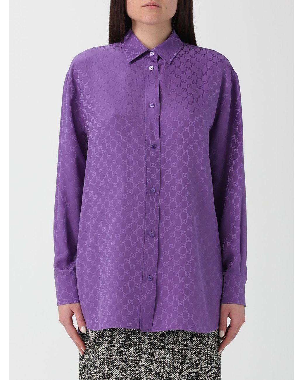 Camisa De Seda Con Monograma Gucci de color Purple