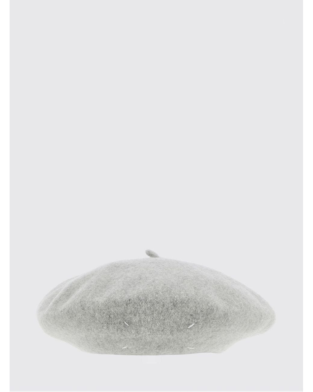 Maison Margiela White Wool Beret With Iconic Four Stitches