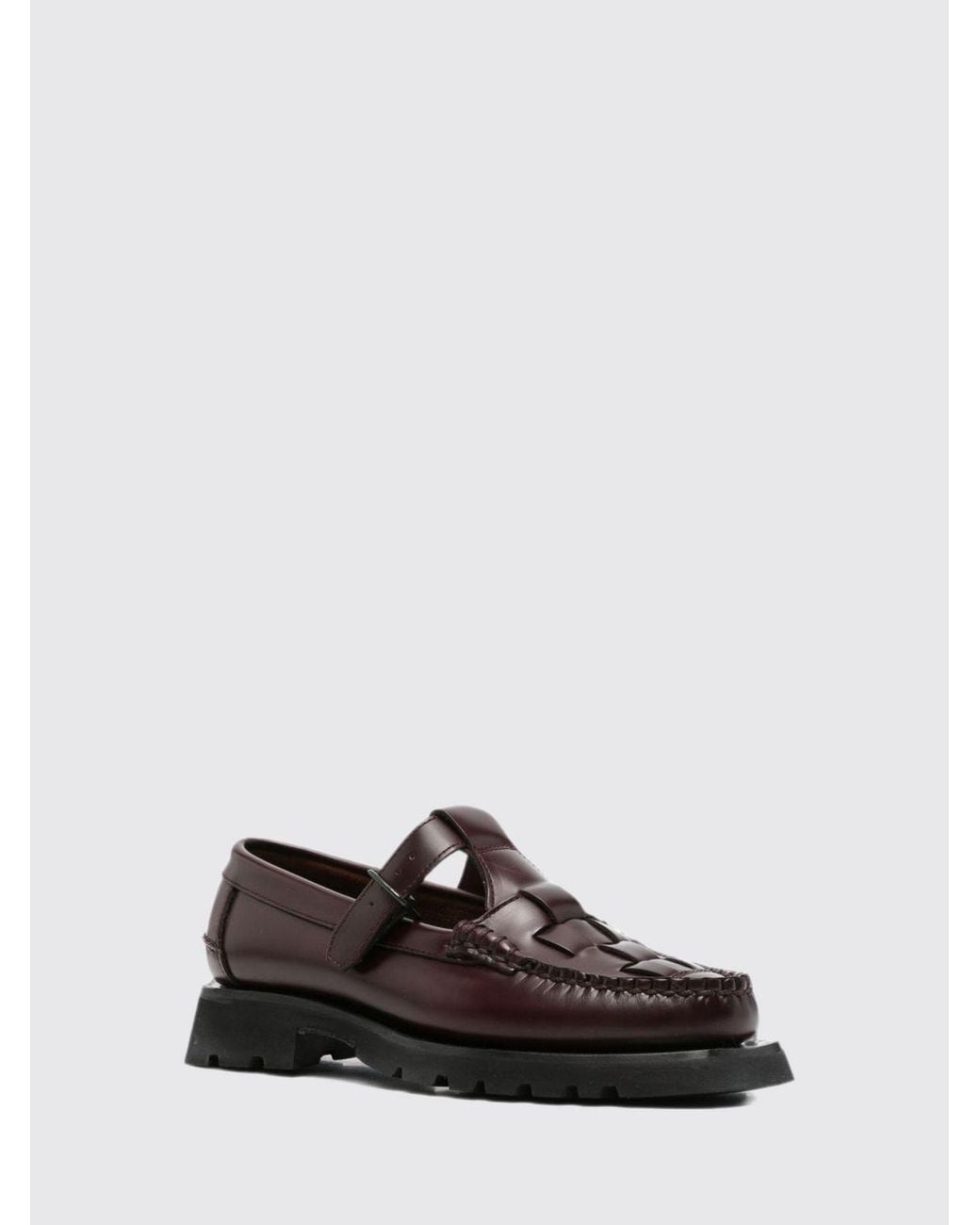 Hereu White Soller Sport Brushed Leather Loafers With Strap And Low Heel