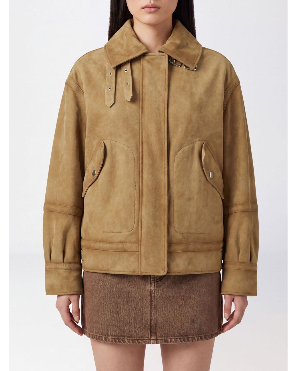 Ermanno Scervino Brown Short Suede Jacket With Classic Collar