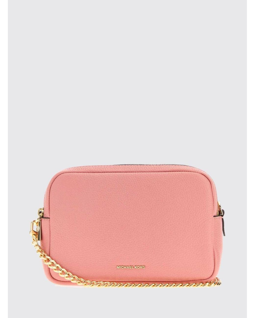 Michael Kors Pink Bryant Pebbled Leather Crossbody Bag With Chain Handle