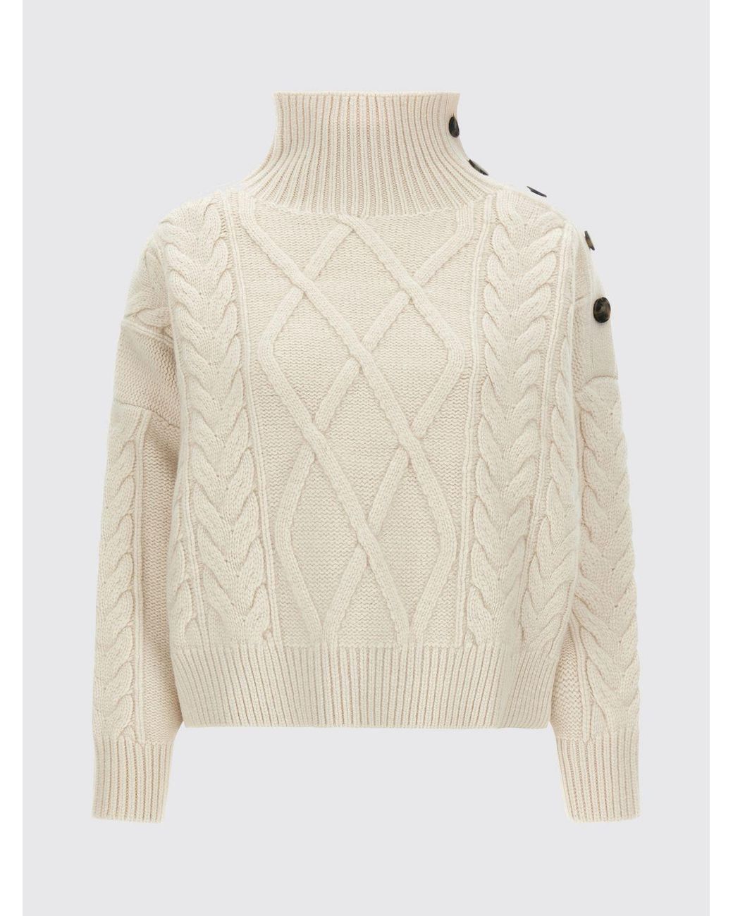 Yves Salomon Natural Wool And Cashmere Roll Neck With Shoulder Buttons