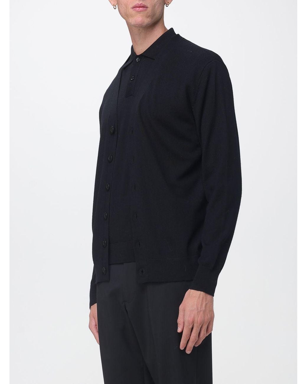 Diana Studio Blue Merino Wool V-Neck Cardigan With Button Closure for men