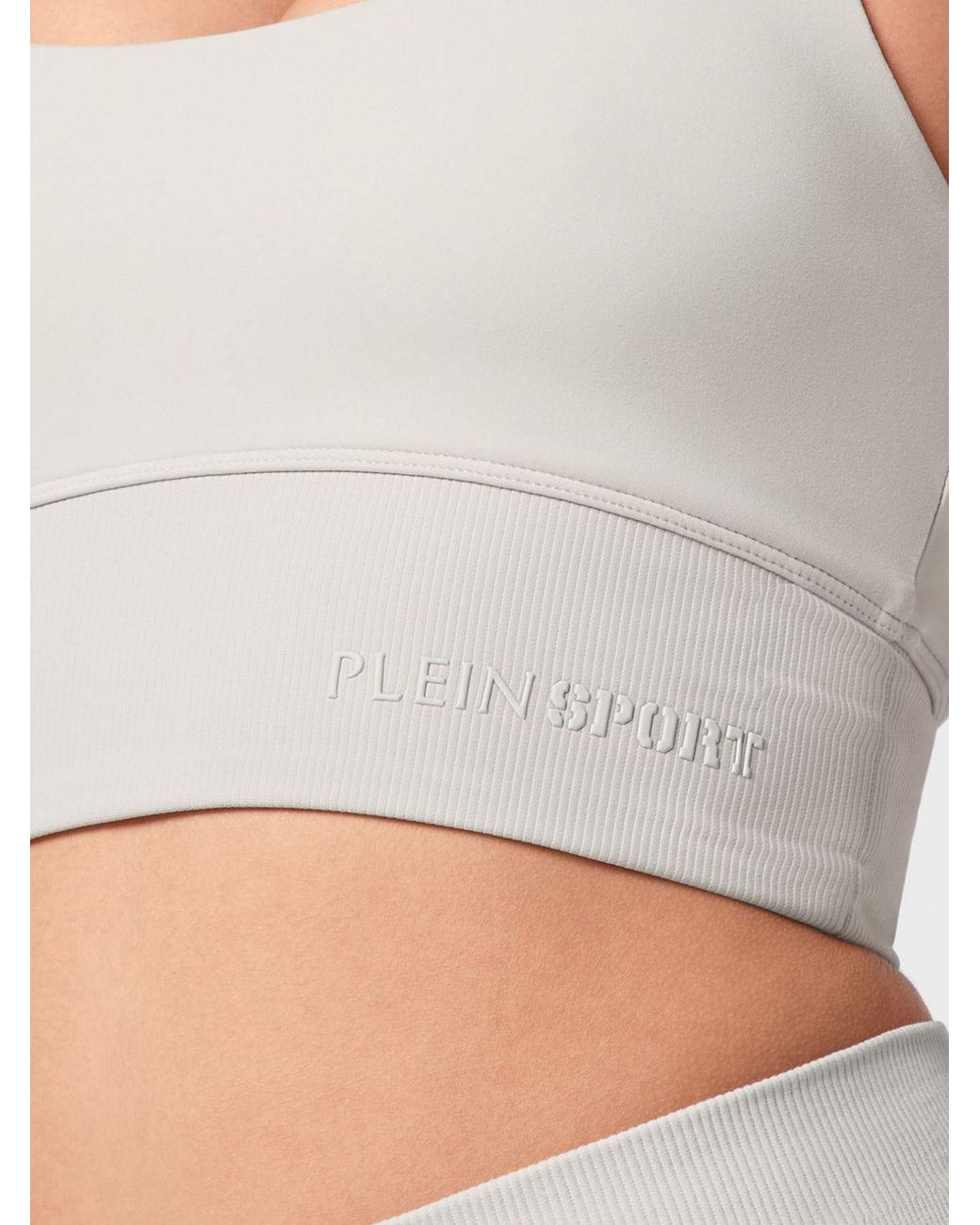 Philipp Plein White Cropped Sports Bralette Top With Criss-Cross Straps
